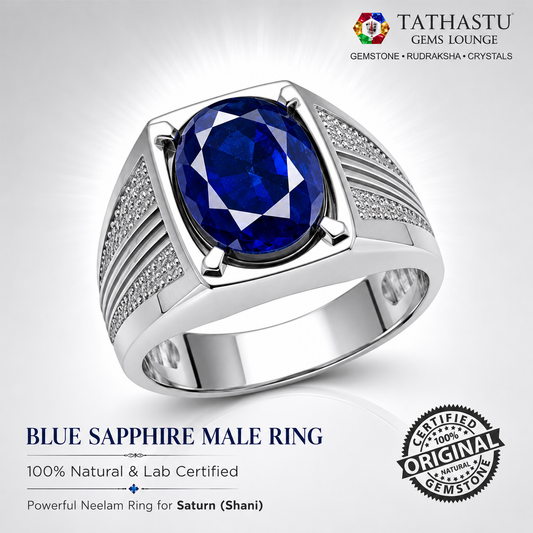 Natural Blue Sapphire (Neelam) 4.70 Carat – 100% Original & Lab Certified Saturn (Shani) Gemstone for Power & Protection