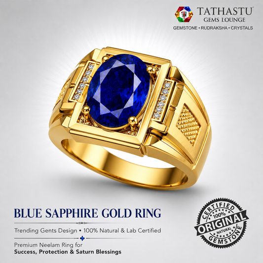 Natural Blue Sapphire (Neelam) 7.12 Carat – 100% Original & Lab Certified Saturn (Shani) Gemstone for Power & Protection