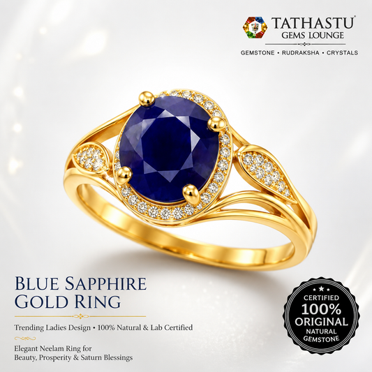 Natural Blue Sapphire (Neelam) 4.13 Carat – 100% Original & Lab Certified Saturn (Shani) Gemstone for Power & Protection