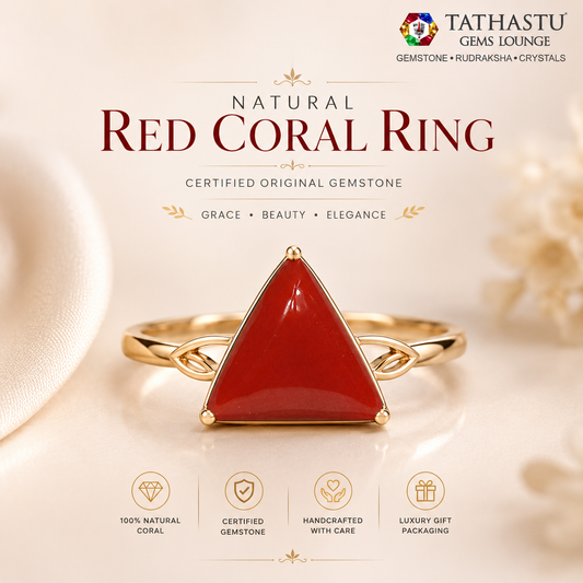 Natural Red Coral (Moonga) Triangle 5.07 Carat – 100% Original Mars (Mangal) Gemstone for Strength & Courage
