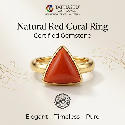Natural Red Coral (Moonga) Triangle 4.25 Carat – 100% Original Mars (Mangal) Gemstone for Strength & Courage