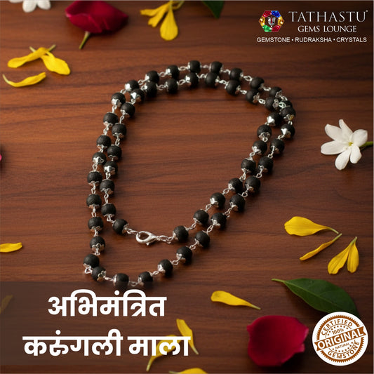 Energized Silver Capped Karungali Mala 8mm | for Prosperity & Protection