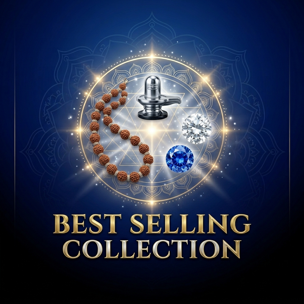 Best Selling Collection featuring top-rated Rudraksha, Parad idols, Sphatik crystals, certified gemstones, bracelets, malas, and spiritual healing products for prosperity, protection, positivity, and Vastu benefits.