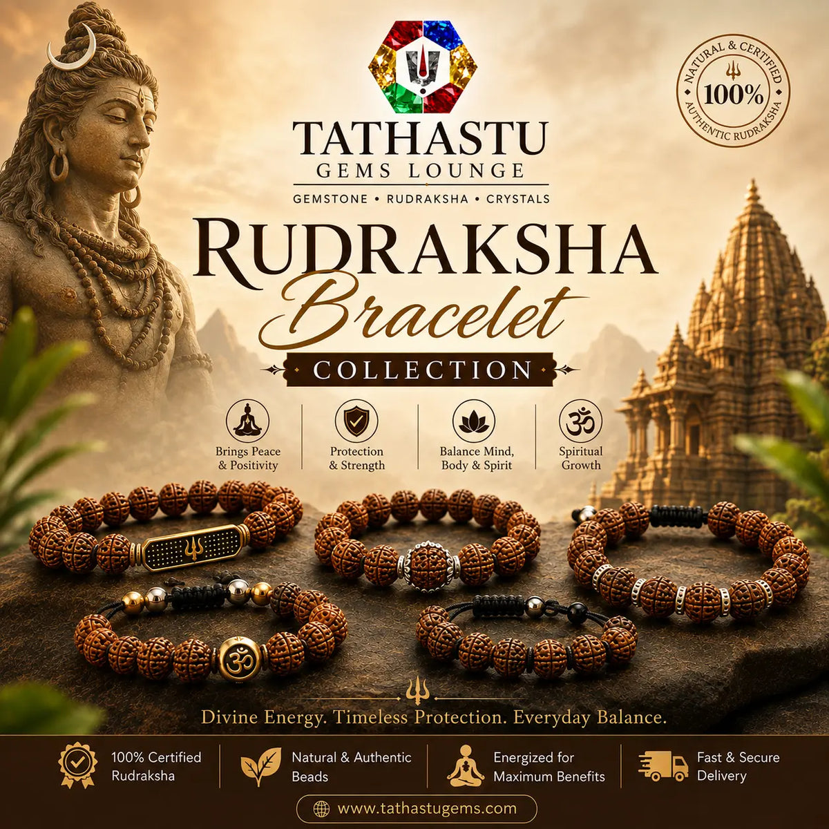 premium original rudraksha bracelets by tathastu gems lounge