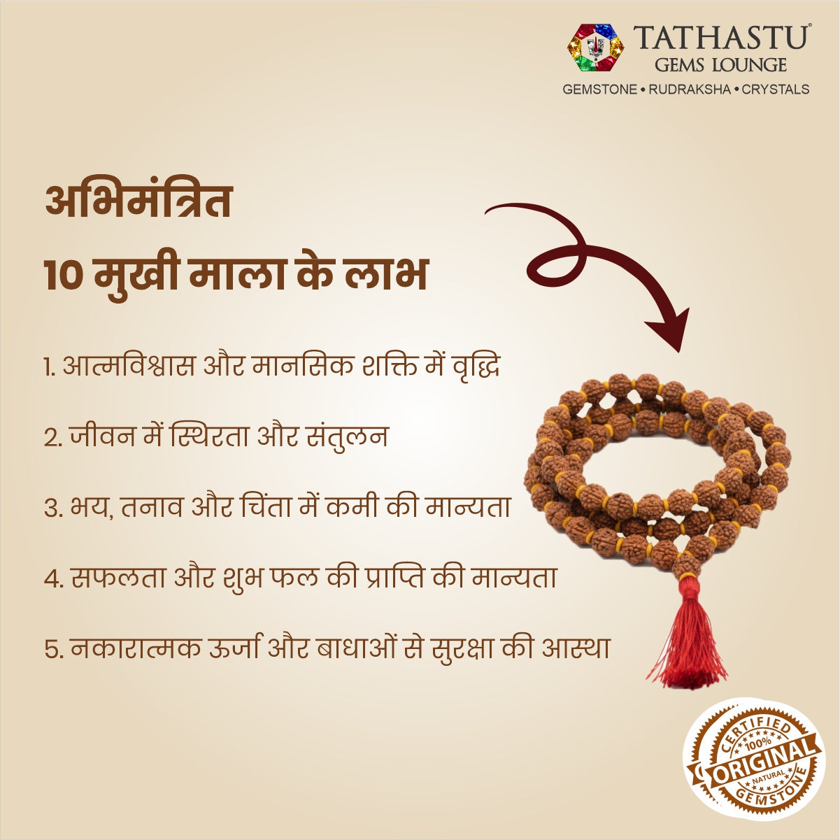 Original 10 Mukhi Rudraksha Mala | Abhimantrit