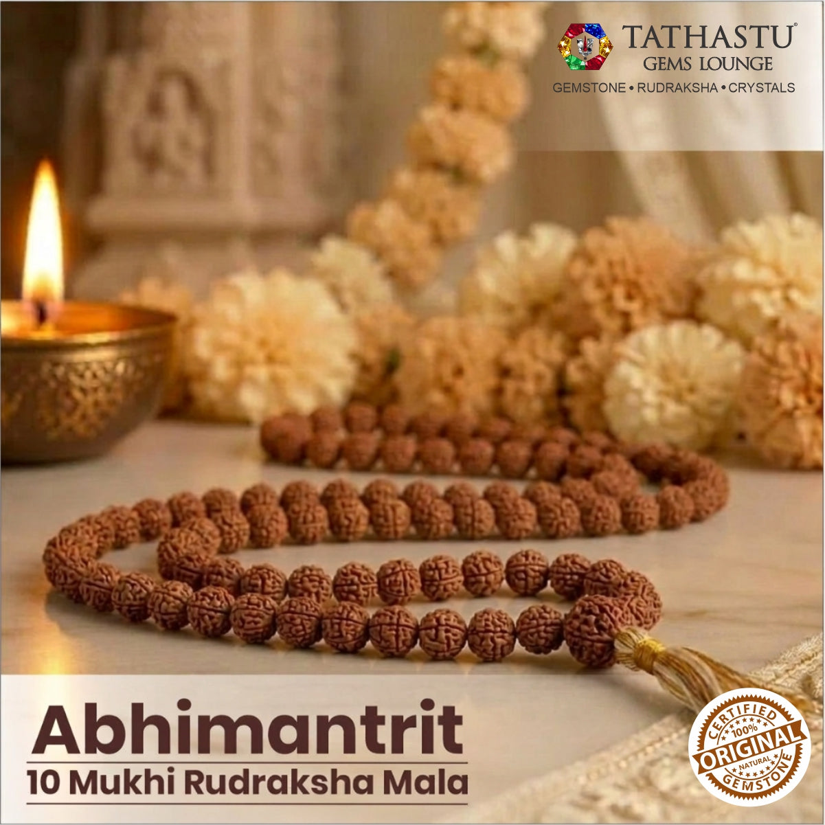 Original 10 Mukhi Rudraksha Mala | Abhimantrit