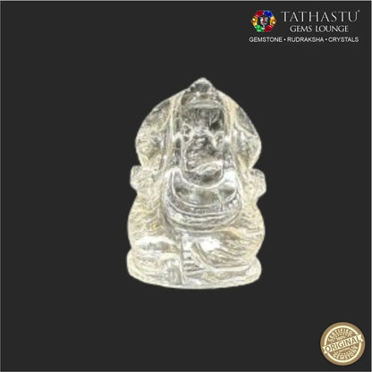 Original Sphatik Ganesh Ji idol handcrafted from natural clear quartz crystal - Tathastu Gems Lounge