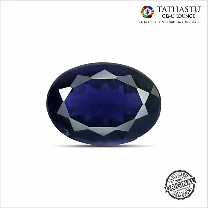 Natural Blue Iolite Neeli 4.25 Carat lab certified gemstone for Saturn Shani benefits, focus, and mental clarity - Tathastu Gems Lounge