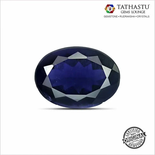 Natural Blue Iolite Neeli 4.25 Carat lab certified gemstone for Saturn Shani benefits, focus, and mental clarity - Tathastu Gems Lounge