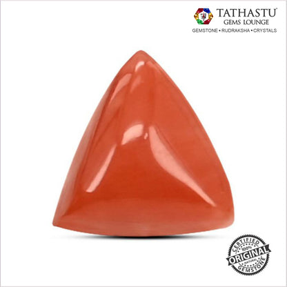 Natural Red Coral (Moonga) Triangle 4.25 Carat – 100% Original Mars (Mangal) Gemstone for Strength & Courage