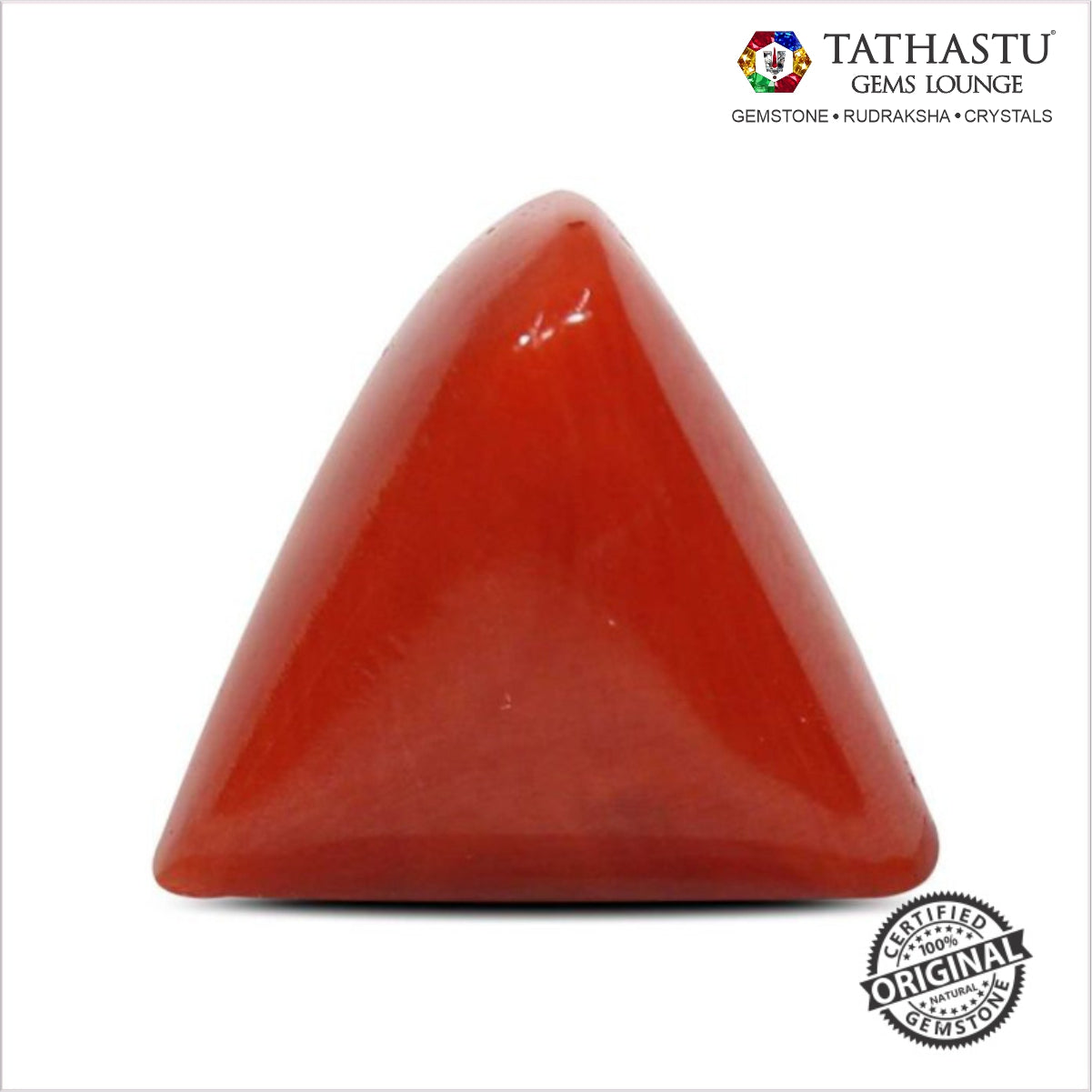 Natural Red Coral (Moonga) Triangle 4.34 Carat – 100% Original Mars (Mangal) Gemstone for Strength & Courage
