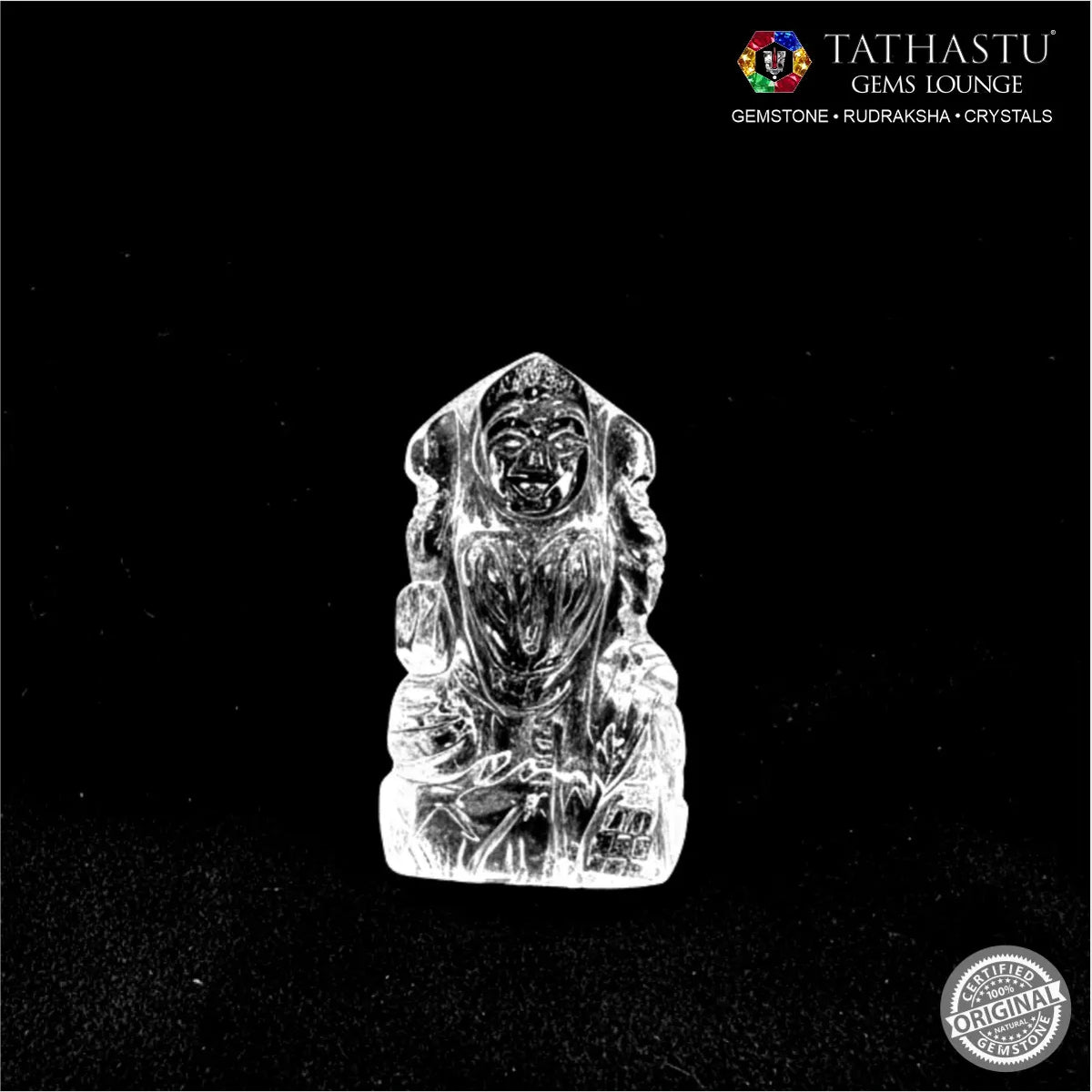 Original Sphatik Laxmi Ji idol handcrafted from clear quartz crystal - Tathastu Gems Lounge