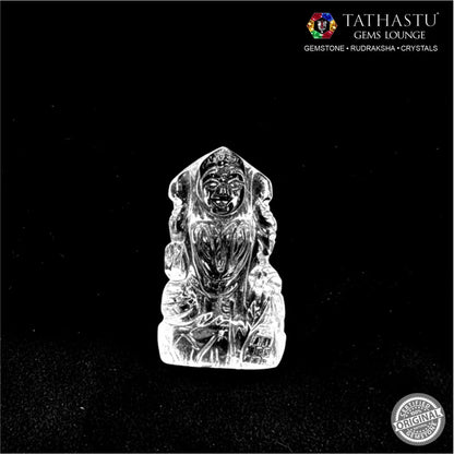 Original Sphatik Laxmi Ji idol handcrafted from clear quartz crystal - Tathastu Gems Lounge