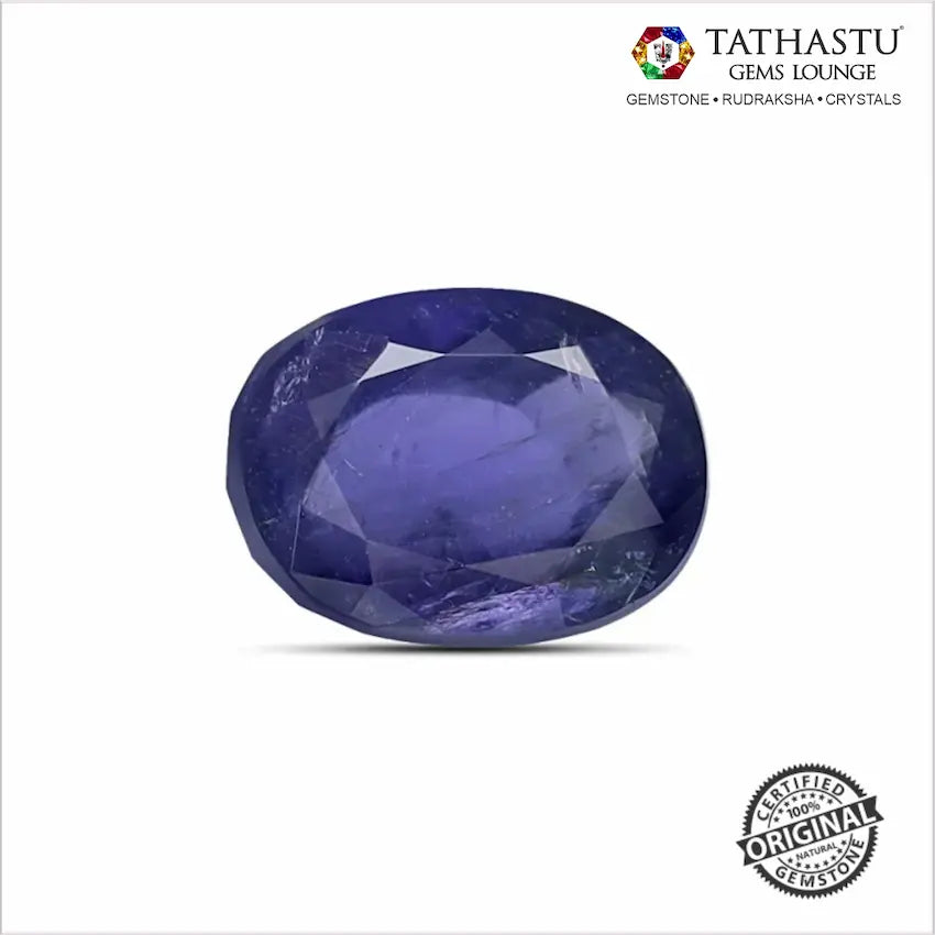 Natural Blue Iolite Neeli 4.05 Carat lab certified gemstone for Saturn Shani benefits, focus, and mental clarity - Tathastu Gems Lounge