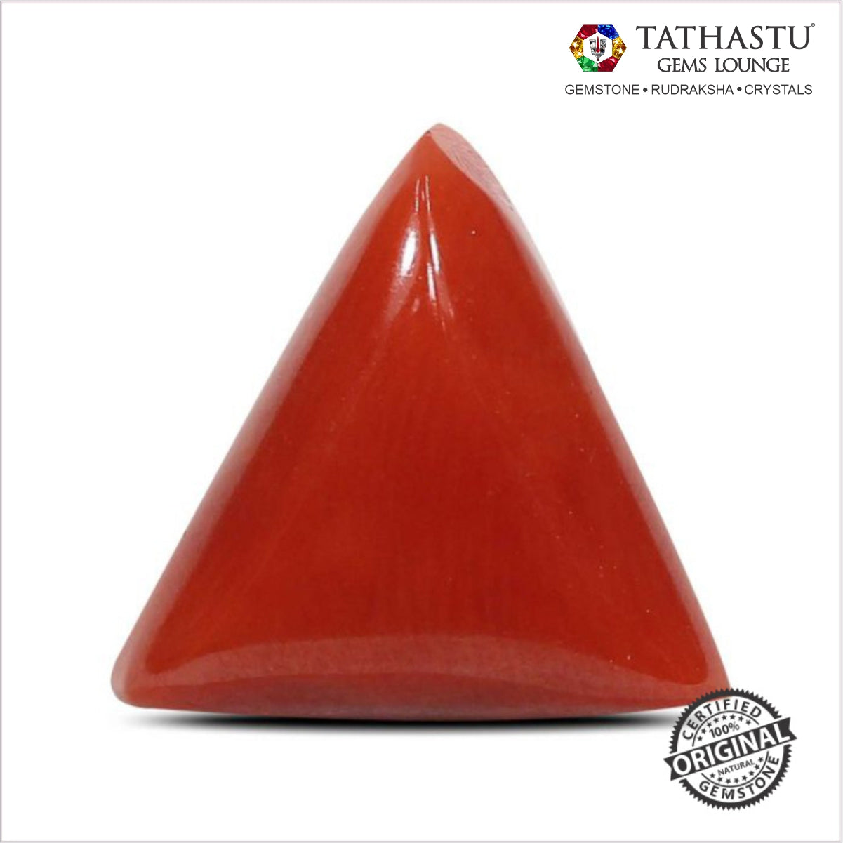 Natural Red Coral (Moonga) Triangle 4.26 Carat – 100% Original Mars (Mangal) Gemstone for Strength & Courage