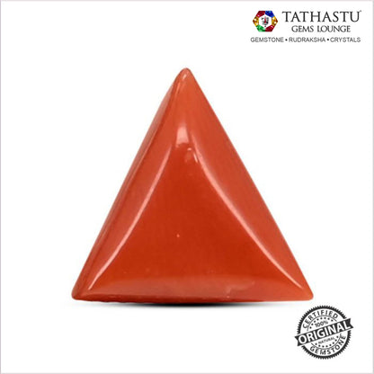 Natural Red Coral (Moonga) Triangle 4.25 Carat – 100% Original Mars (Mangal) Gemstone for Strength & Courage