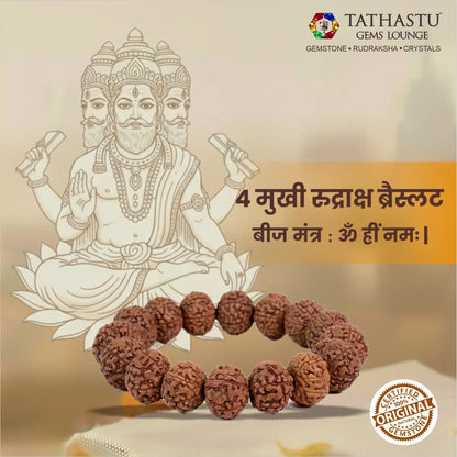Original 4 Mukhi Rudraksha Bracelet associated with Lord Brahma and Mercury planet for intellect - Tathastu Gems