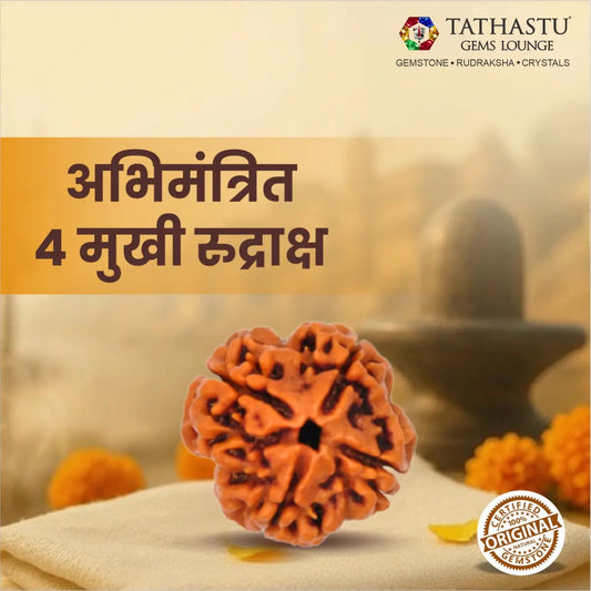 Natural 4 Mukhi Rudraksha certified original Nepali bead for wisdom, knowledge and Lord Brahma blessings