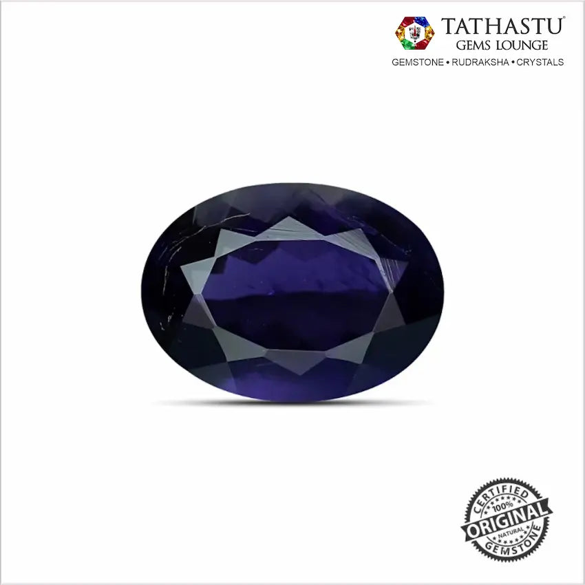 Natural Blue Iolite Neeli 3.68 Carat lab certified gemstone for Saturn Shani benefits, focus, and mental clarity - Tathastu Gems Lounge