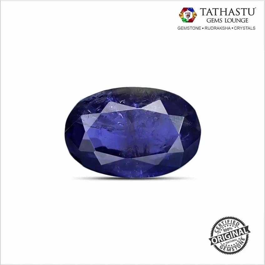 Natural Blue Iolite Neeli 2.90 Carat lab certified gemstone for Saturn Shani benefits, focus, and mental clarity - Tathastu Gems Lounge