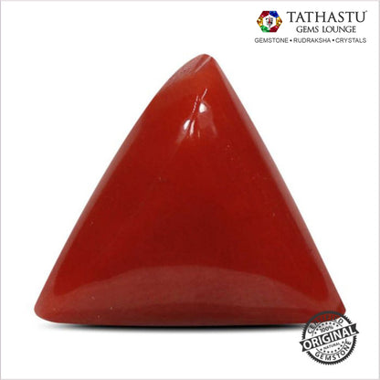 Natural Red Coral (Moonga) Triangle 5.30 Carat – 100% Original Mars (Mangal) Gemstone for Strength & Courage