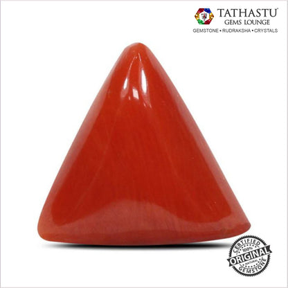Natural Red Coral (Moonga) Triangle 5.29 Carat – 100% Original Mars (Mangal) Gemstone for Strength & Courage
