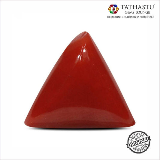 Natural Red Coral (Moonga) Triangle 5.07 Carat – 100% Original Mars (Mangal) Gemstone for Strength & Courage