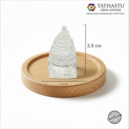 3.5 cm natural Sphatik Shree Yantra height size measurement guide for home pooja temple - Tathastu Gems