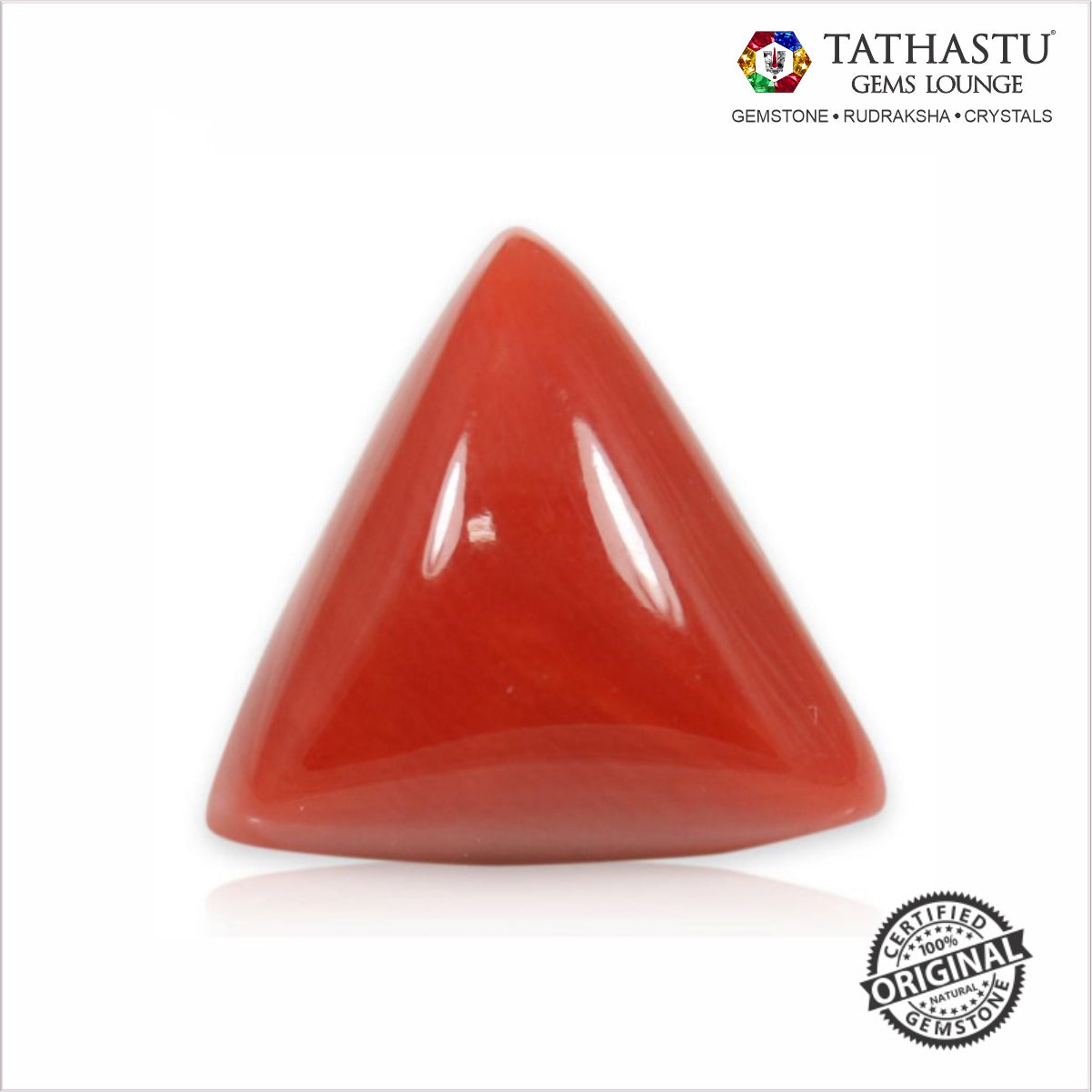 Natural Red Coral (Moonga) Triangle 7.57 Carat – 100% Original Mars (Mangal) Gemstone for Strength & Courage