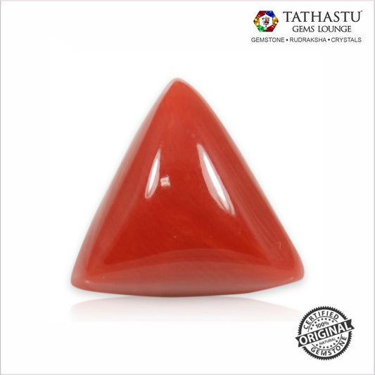 Natural Red Coral (Moonga) Triangle 7.57 Carat – 100% Original Mars (Mangal) Gemstone for Strength & Courage