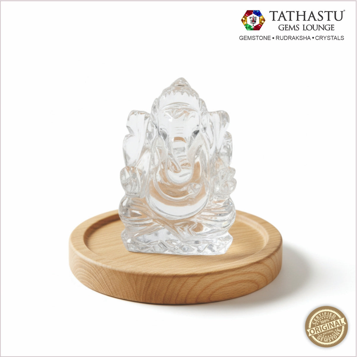 Natural Sphatik Ganesha (2.0 Inch) – Hand-Carved Crystal Idol for Home & Pooja
