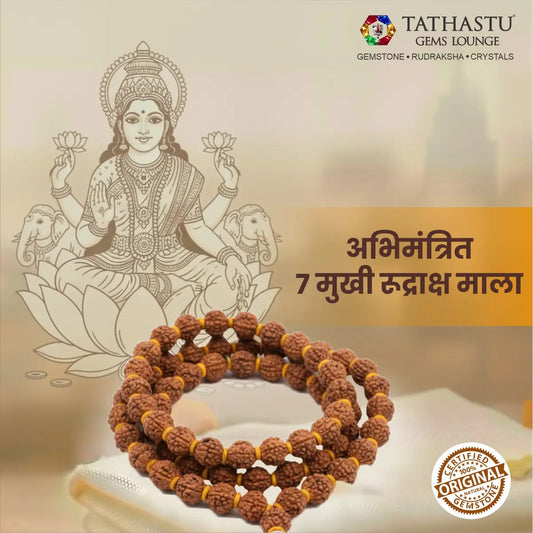Original 7 Mukhi Rudraksha Mala associated with Goddess Lakshmi and Shani Dev protection - Tathastu Gems