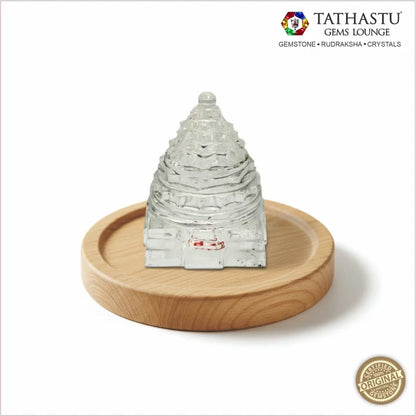 Original Sphatik Shree Yantra handcrafted from clear crystal quartz  - Tathastu Gems Lounge