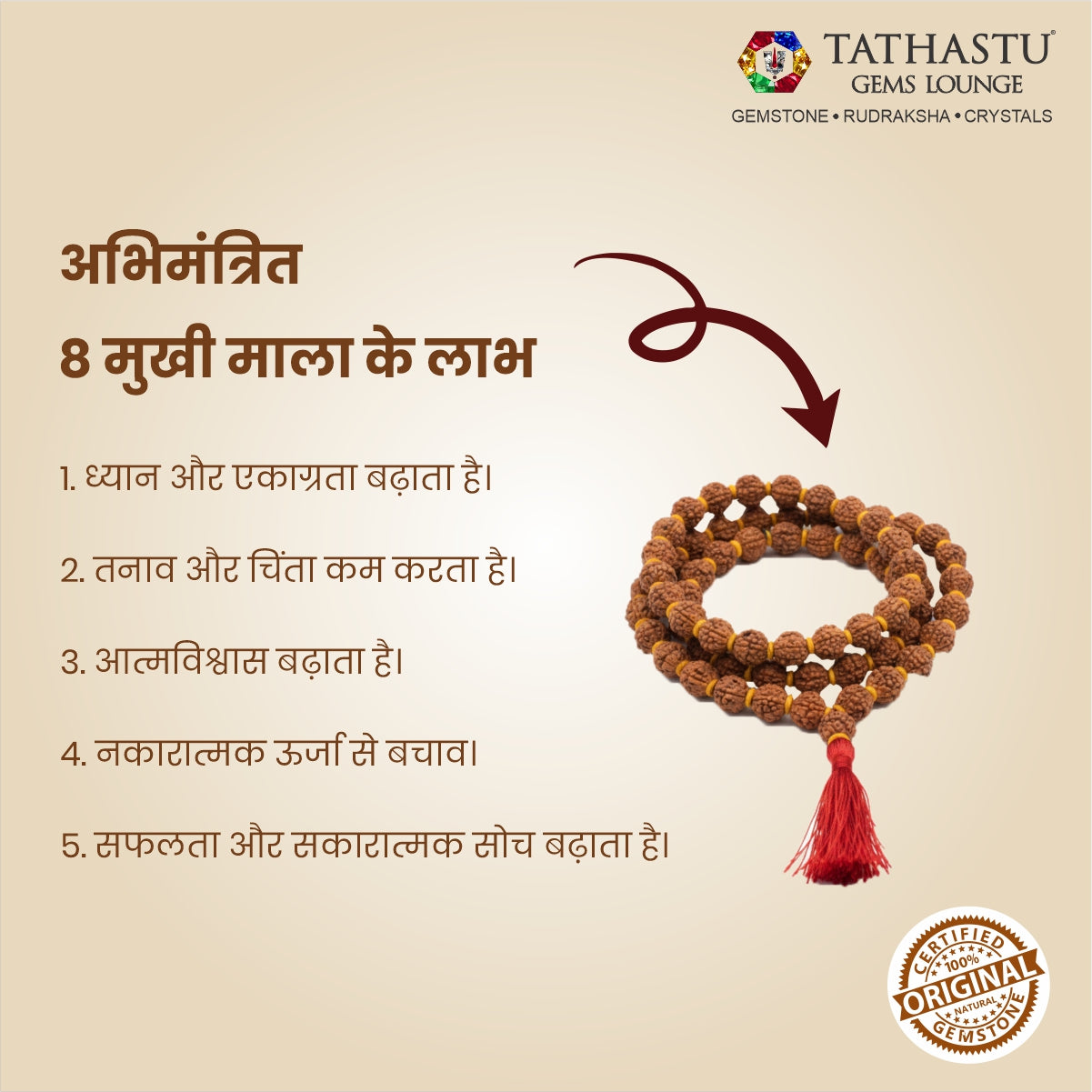 Original 8 Mukhi Rudraksha Mala | Abhimantrit
