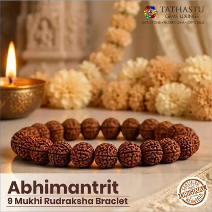 Abhimantrit original 9 Mukhi Rudraksha Bracelet for Maa Durga blessings and power - Tathastu Gems Lounge