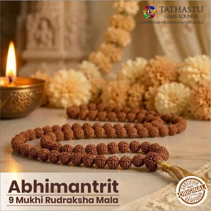Original 9 Mukhi Rudraksha Mala |  Abhimantrit
