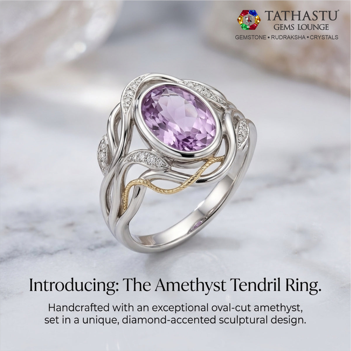 Certified Blue Amethyst Jamunia Ring [3.94] Carat - Tathastu Gems