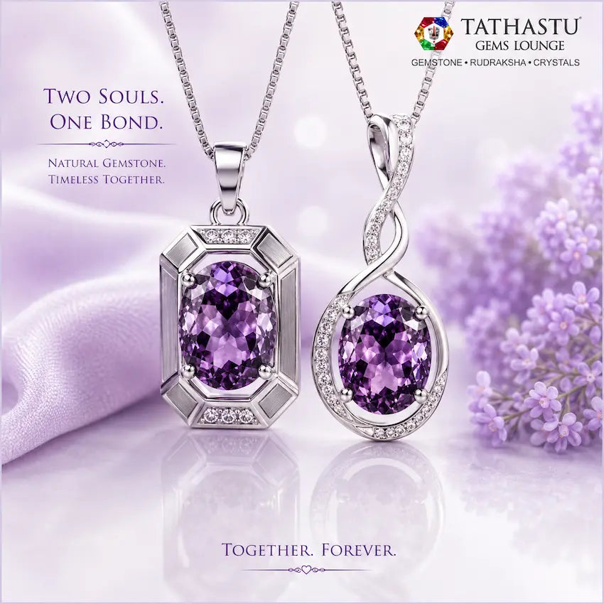 Natural Blue Amethyst Jamunia [5.38] Carat Couple pendant certified gemstone at Tathastu Gems Lounge