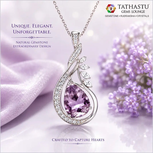 Natural Blue Amethyst Jamunia [6.99] Carat Pendant certified gemstone at Tathastu Gems Lounge