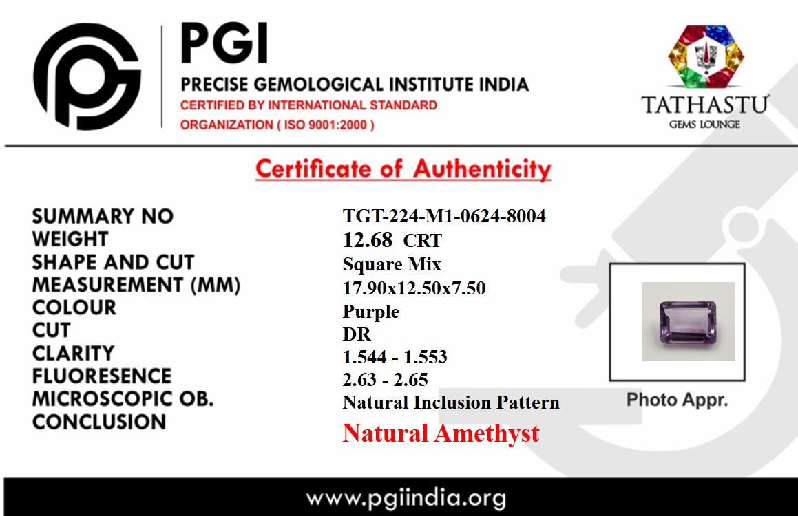 Natural Blue Amethyst Jamunia [12.68] Carat Certificate