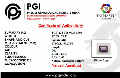Natural Blue Amethyst Jamunia [12.68] Carat Certificate at Tathastu Gems Lounge