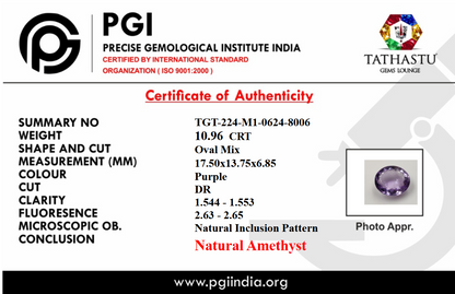 Blue Amethyst Jamunia stone [10.96] Carat Certificate - Tathastu Gems