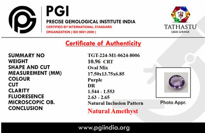 Natural Blue Amethyst Jamunia [10.96] Carat Certificate at Tathastu Gems Lounge