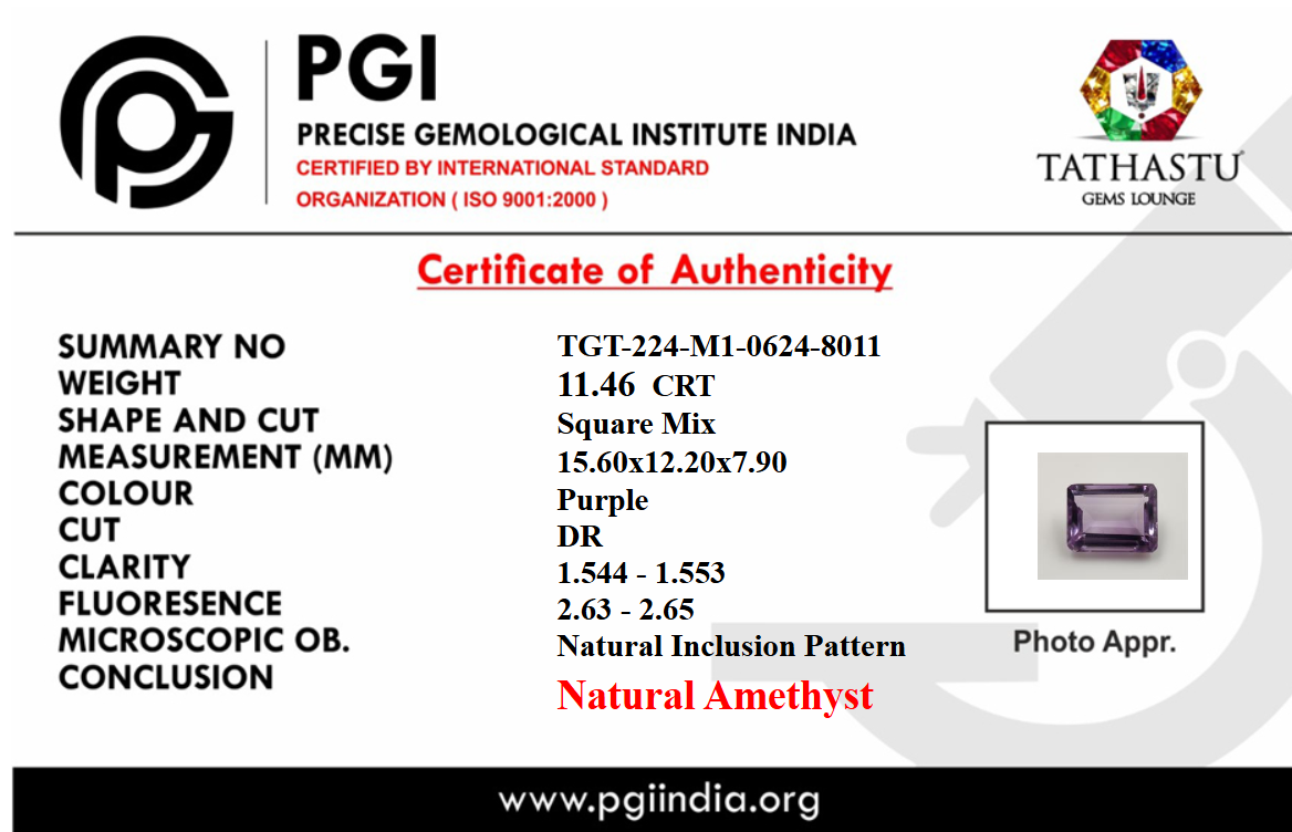 Natural Blue Amethyst Jamunia [11.46] Carat Certificate