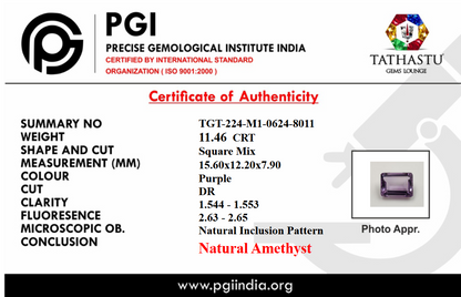 Natural Blue Amethyst Jamunia [11.46] Carat Certificate