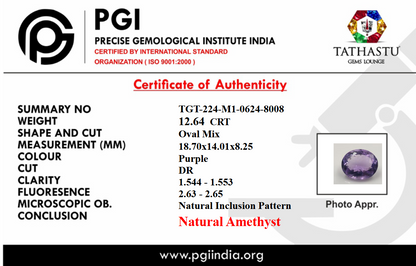 Natural Blue Amethyst Jamunia [12.64] Carat certificate