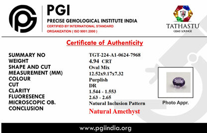 Natural Blue Amethyst Jamunia [4.94] Carat Certificate at Tathastu Gems Lounge