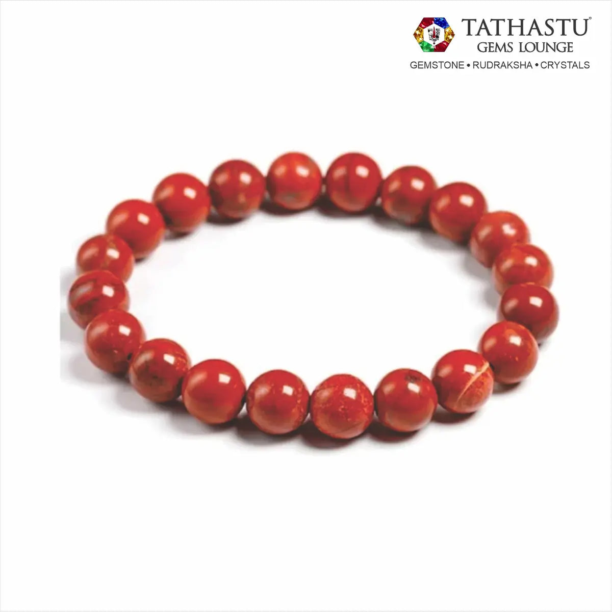 Authentic Original Red Jasper Bracelet at Tathastu Gems Lounge made with natural reddish-brown crystal beads for grounding, endurance, and stamina.