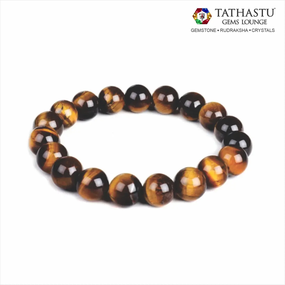 Authentic Original Tiger's Eye Bracelet at Tathastu Gems Lounge made with natural golden-brown chatoyant crystal beads for courage, focus, and confidence.