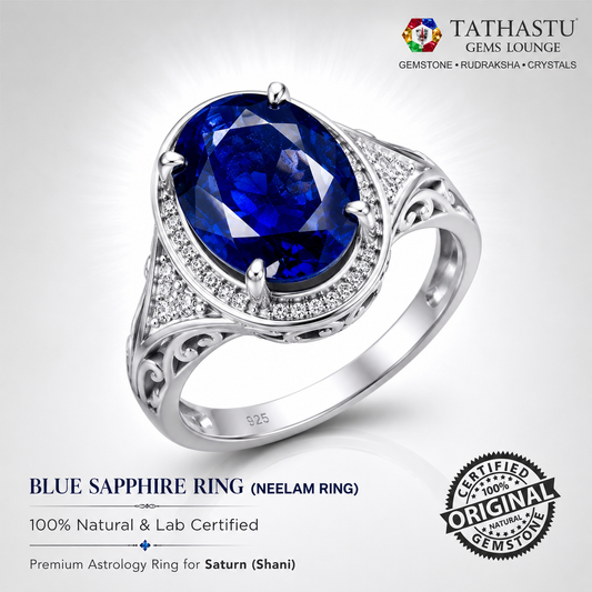 Natural Blue Sapphire (Neelam) 6.22 Carat – 100% Original & Lab Certified Saturn (Shani) Gemstone for Power & Protection